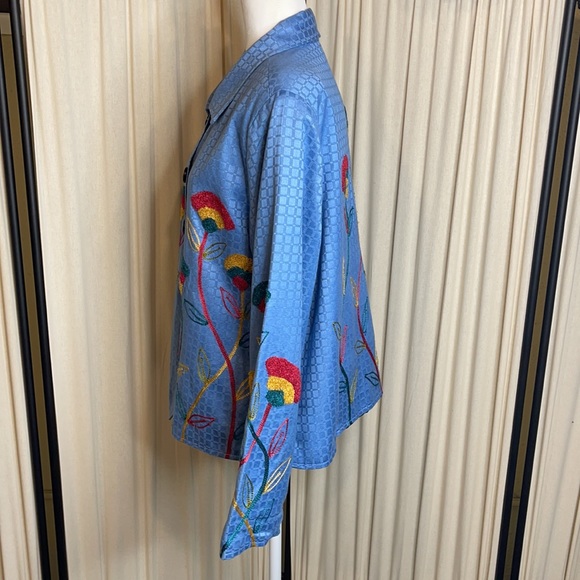 ALEX KIN- EMBROIDERED FLORAL BLAZER OR COAT SIZE LARGE RETRO STYLE - VINTAGE - Picture 9 of 14